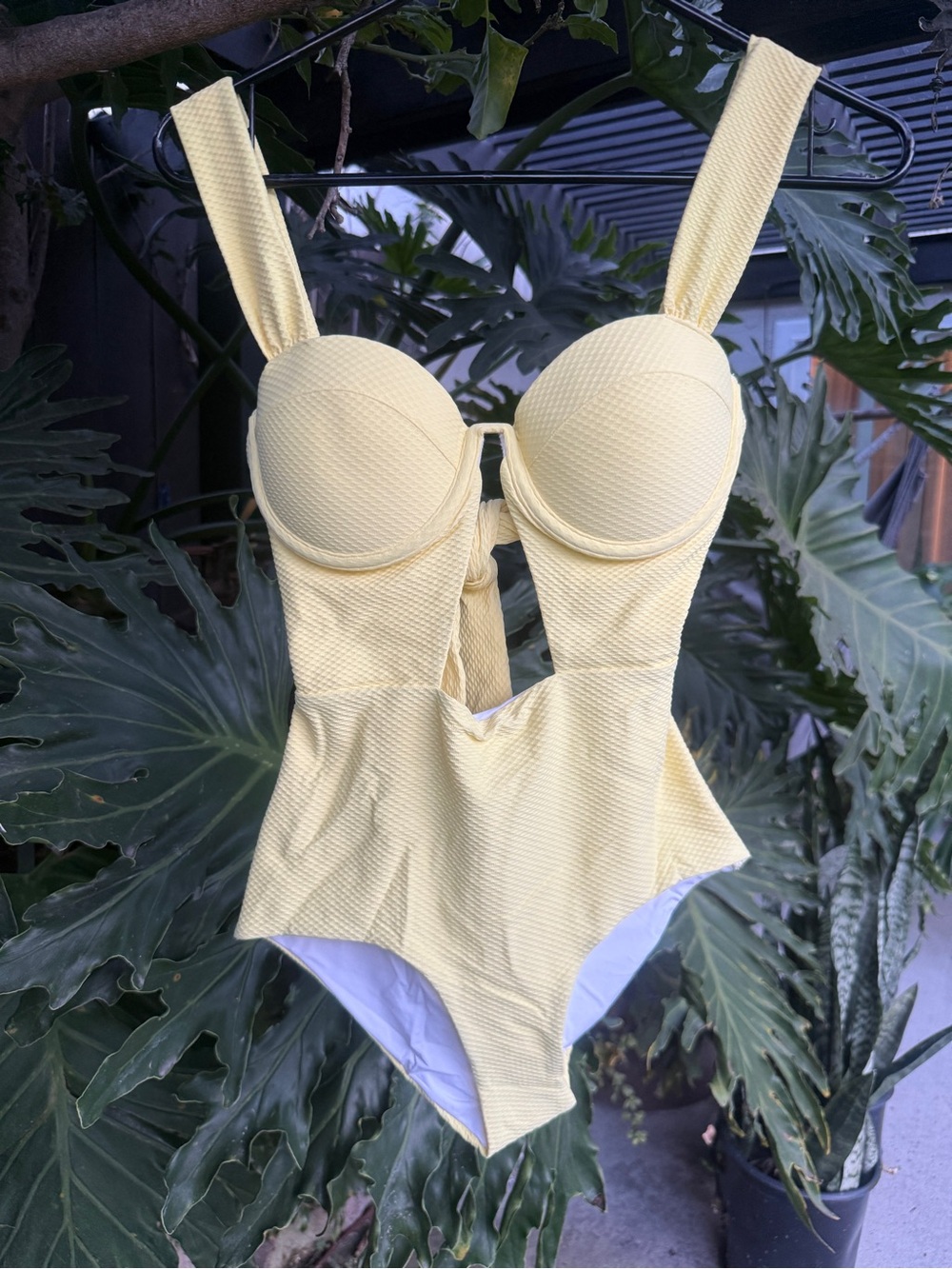 Arabella Yellow Textured One-Piece Swimsuit with Structured Cups